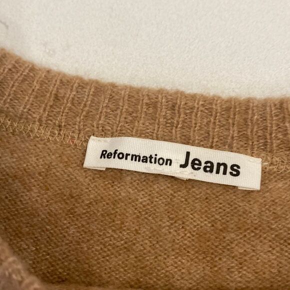 Reformation Cashmere Crewneck Sweater Camel Tan XS - Picture 7 of 10